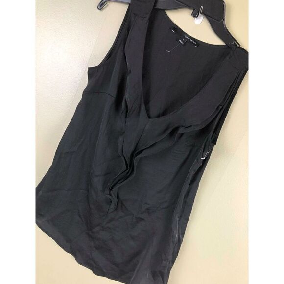 E-167 Harve Bernard sleeveless flowy lightweight ruffle Blouse BLACK size S nwot - Picture 2 of 2